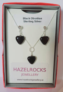 Black Obsidian Sterling Silver Set by Hazelrocks Jewellery