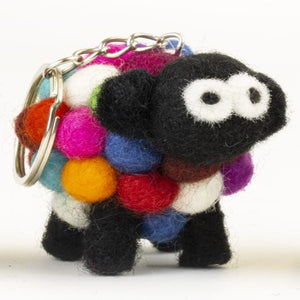 Felt Wool Multicolour Sheep Keyring by Erin Knitwear