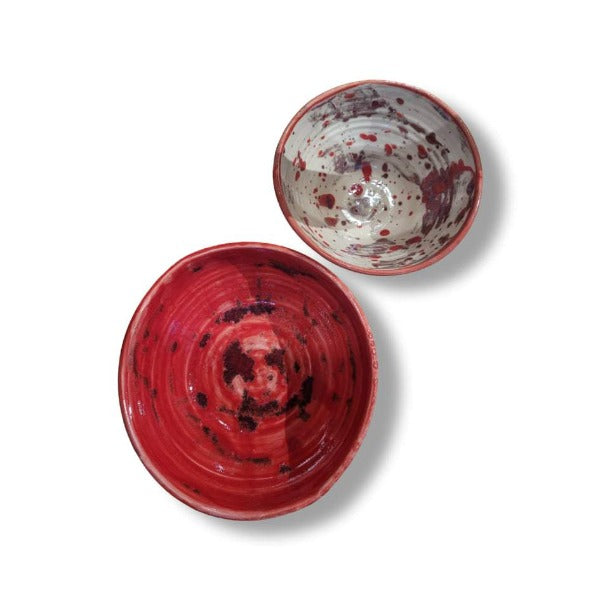 Red & Cream Bowl Set by Fiona McLoughlin