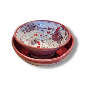 Red & Cream Bowl Set by Fiona McLoughlin