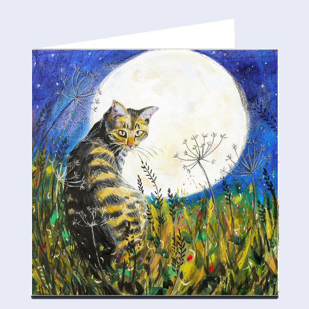 'The Cat and the Moon' Greeting Card