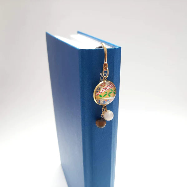 Japanese Paper Bookmark - Tiger Eye & Mother of Pearl