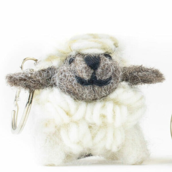 Knitted Wool Standing Keyring - White by Erin Knitwear